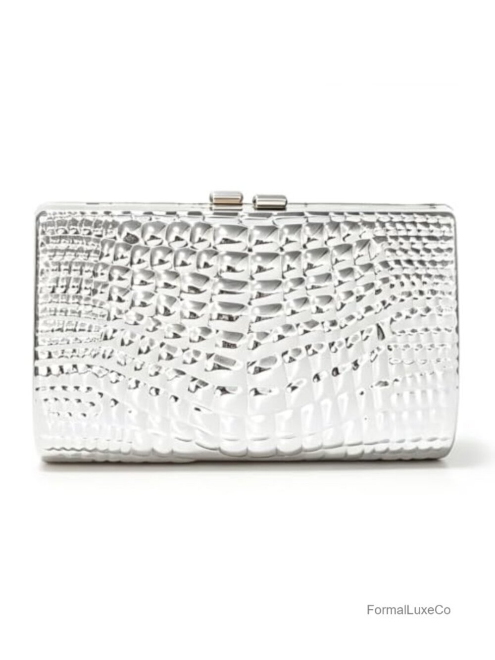 Metallic Evening Clutch Purse, Square Shiny Metal Handbag Chain Shoulder